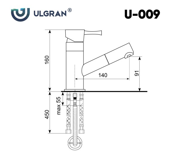 Смеситель Ulgran U-009-309, темно-серый Смеситель Ulgran U-009-309, темно-серый
