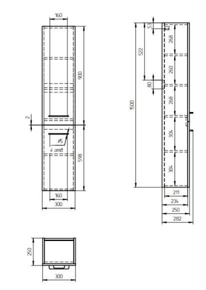 Пенал подвесной LARA 30 универсальный белый
