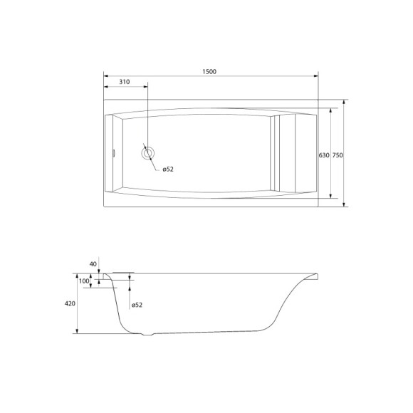 Ванна прямоугольная VIRGO 150x75
