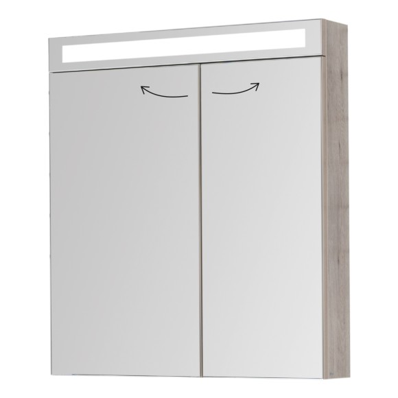 Шкаф зеркальный MAX, 70 см, 2 дверцы, 4 стеклянные полки, дуб кантри