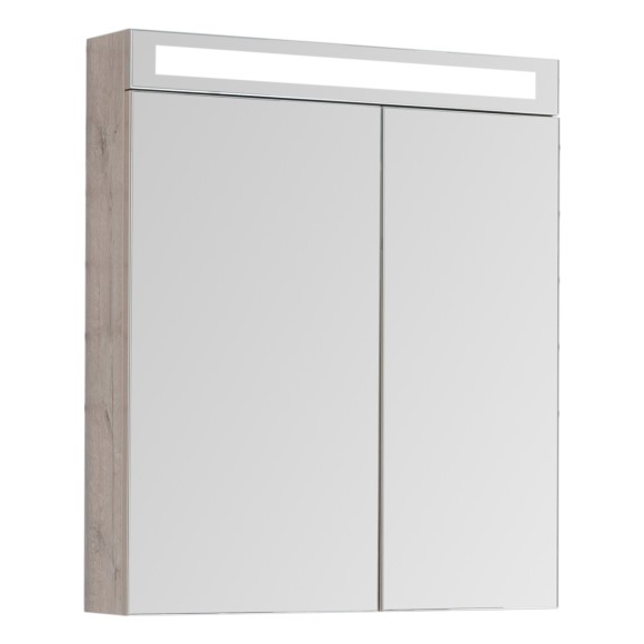 Шкаф зеркальный MAX, 70 см, 2 дверцы, 4 стеклянные полки, дуб кантри