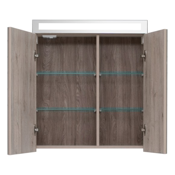 Шкаф зеркальный MAX, 70 см, 2 дверцы, 4 стеклянные полки, дуб кантри