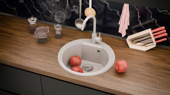 Кухонная мойка Polygran ATOL-520 №36 Белый Хлопок