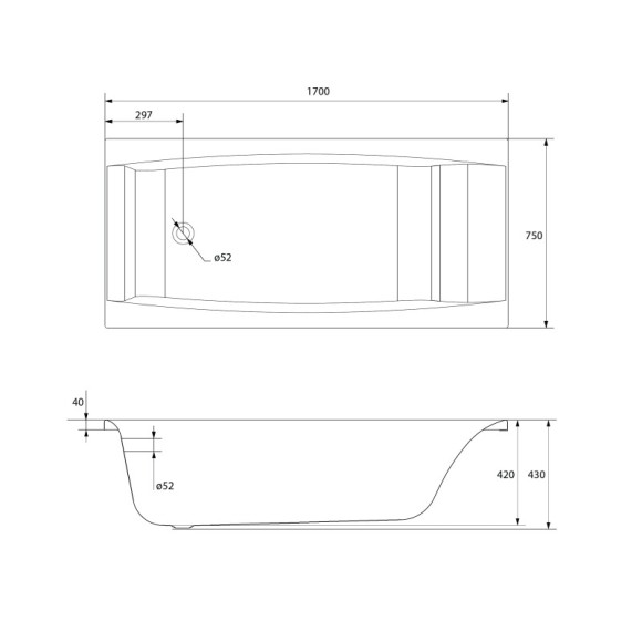 Ванна прямоугольная VIRGO 170x75 Ванна прямоугольная VIRGO 170x75