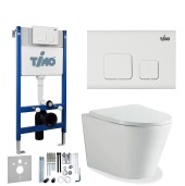 TIMO Комплект 3 в 1 унитаз белый INARI + инсталляция + кнопка смыва SOLI глянцевая белая с шумоизоляцией и креплениями