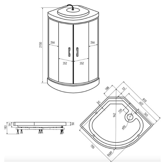 Душевая кабина Erlit ER3508P-C4-RUS (800x800x2150)