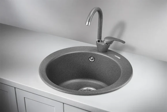 4801, ГРАФИТ (ЧЁРНО-СЕРЫЙ), кухонная мойка, кварц