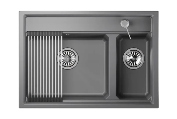 KS-7302, АЛЮМИНИУМ, кухонная мойка, кварц
