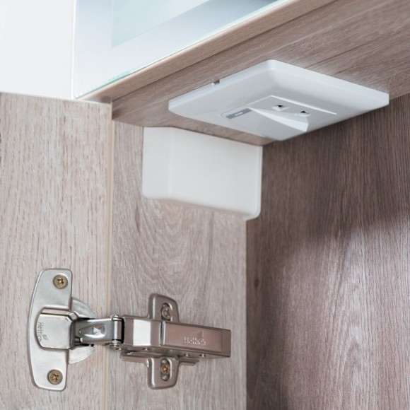 Шкаф зеркальный MAX, 80 см, 2 дверцы, 4 стеклянные полки, дуб кантри