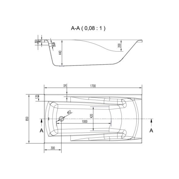 Ванна прямоугольная ZEN 170x85 Ванна прямоугольная ZEN 170x85