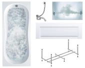 Комплект Акриловая ванна TIMO INKA1570+каркас+слив-перелив+гидромассаж 6 форсунок+фронтальная панель