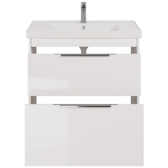 Тумба PRIME, 90 см, подвесная/напольная, 2 ящика, белый глянец