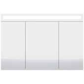 Шкаф зеркальный UNI, 120 см, 3 дверцы, 6 стеклянных полок, с LED-подсветкой и выключателем, белый