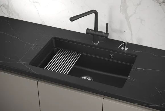 KS-7303U, ЧЁРНЫЙ  кухонная мойка, кварц