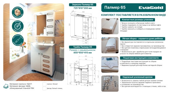65 Зеркало-шкаф "Палмер 65" (в разборе)