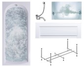 Комплект Акриловая ванна TIMO MIKA1770+Каркас + Слив-перелив+Гидромассаж 6 форсунок+Фронтальная панель