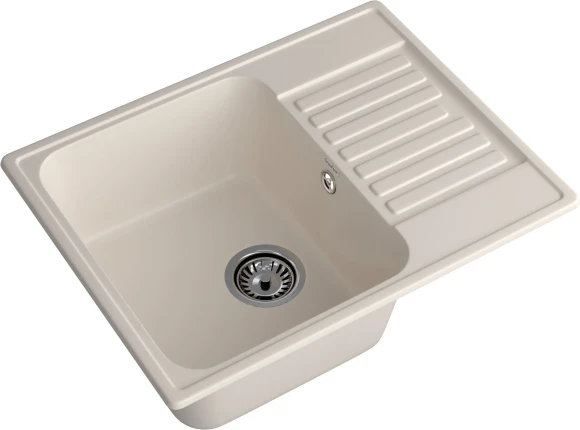 GRANFEST Мойка QUARZ 13  1-чаша+крыло 620*480мм белый арт.GF-Z-