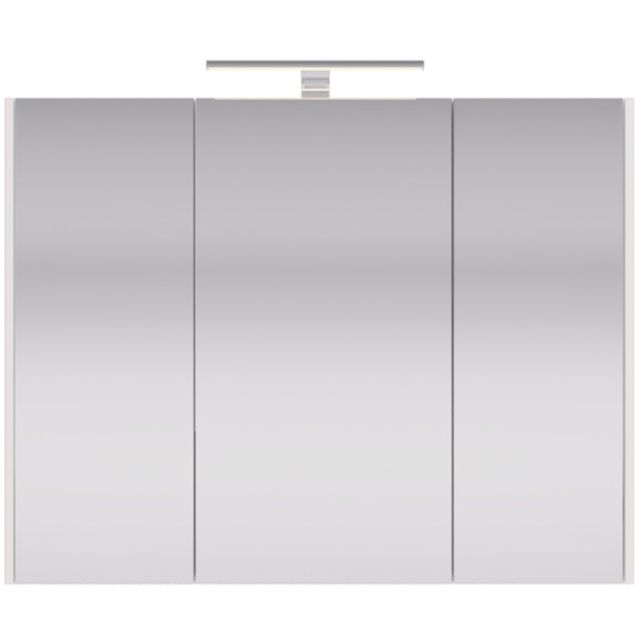 Шкаф зеркальный PRIME, 90 см, 3 дверцы, 6 стеклянных полок, белый