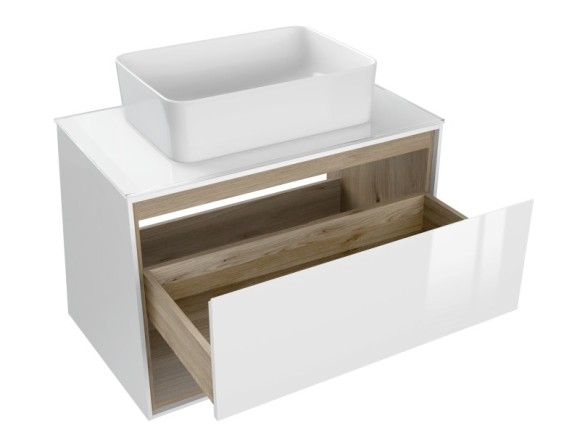 Тумба под раковину подвесная LOUNA 80 со столешницей белый