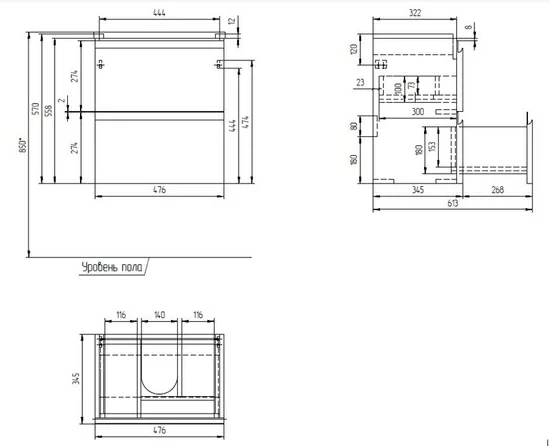 Тумба под раковину подвесная MODUO 50 для MODUO SLIM 50 узкая белый Тумба под раковину подвесная MODUO 50 для MODUO SLIM 50 узкая белый