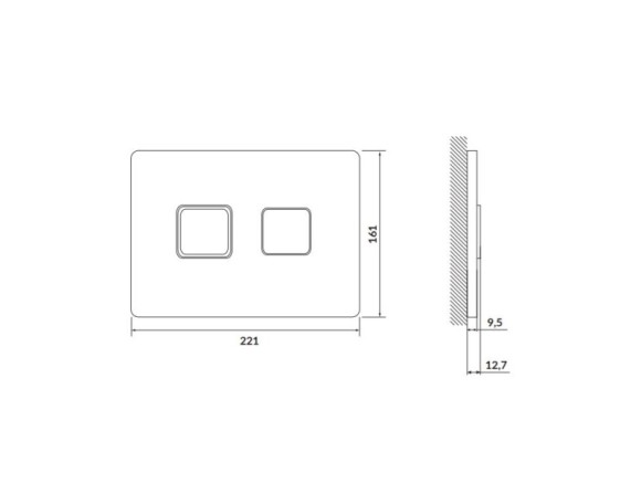 Кнопка ACCENTO SQUARE для AQUA 50 пневматическая пластик хром глянцевый