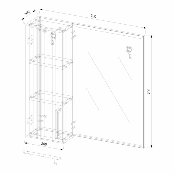 70 Зеркало-шкаф "Era 70" Монте белый