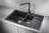 7802, ШВАРЦ (чёрный металлик), кухонная мойка, кварц