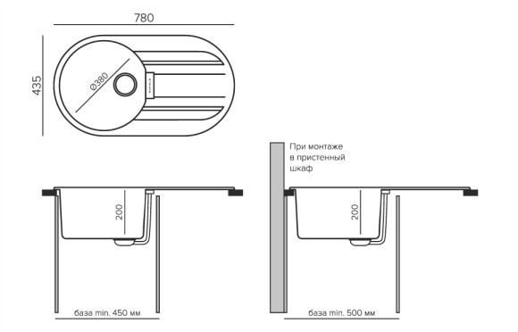 Кухонная мойка TOLERO Loft TL-780 (№911 (Черн))