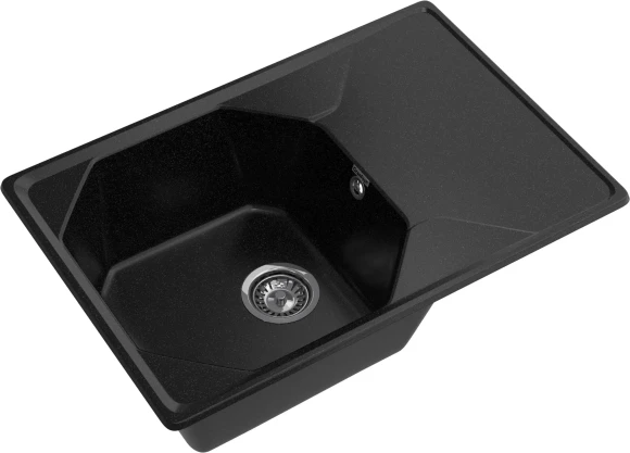 GRANFEST Мойка UNIQUE 740L  1-чаша+крыло 740*500мм черный арт.GF-