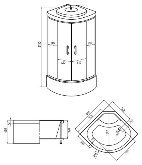 Душевая кабина Erlit ER3509TPF-C3-RUS (900x900x2150)