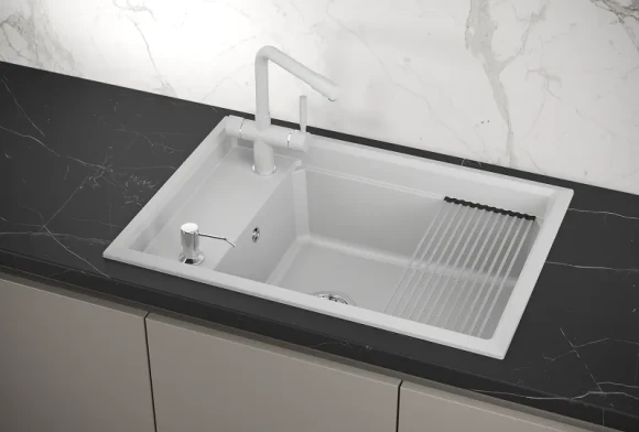 KS-7305, АРКТИК (БЕЛЫЙ), кухонная мойка, кварц