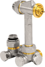 Узел нижнего подключения Jaga 1/2&quot;х3/4&quot;, Н-образный, термостатический, угловой