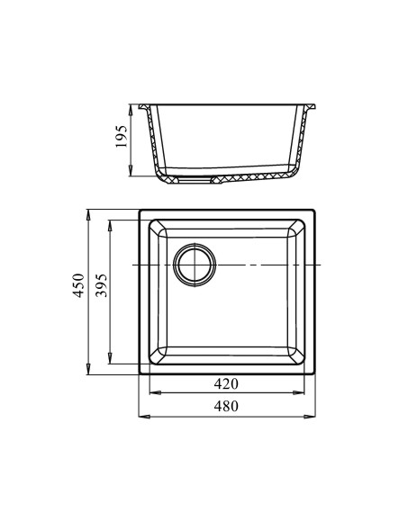EWIGSTEIN Мойка 4540 подстольный монтаж 1-чаша 490*440мм серый  металлик арт.EW-