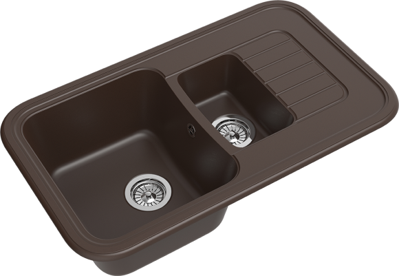 EWIGSTEIN Мойка ANTIK 60KF  1,5-чаши+крыло 860*510мм шоколад арт.EW-