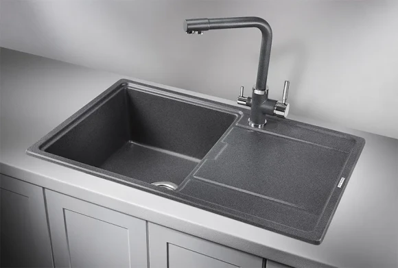 7804, ГРАФИТ (ЧЁРНО-СЕРЫЙ), кухонная мойка, кварц