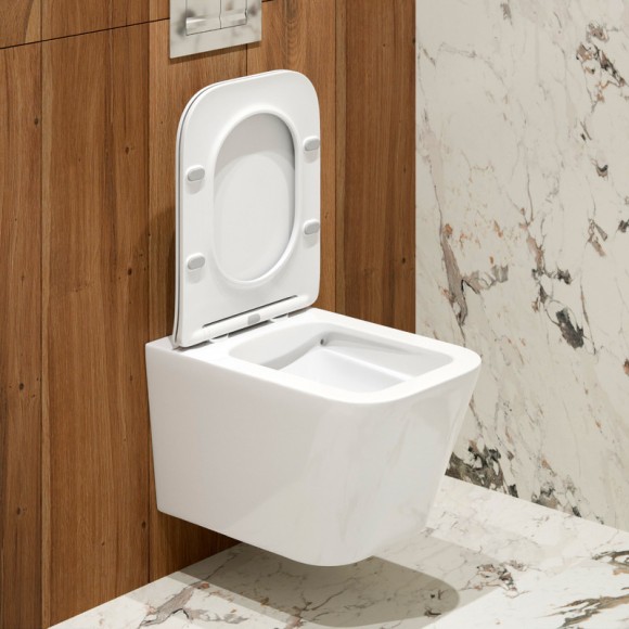 Унитаз подвесной K633 безободковый, сиденье тонкое ДП, крепления 