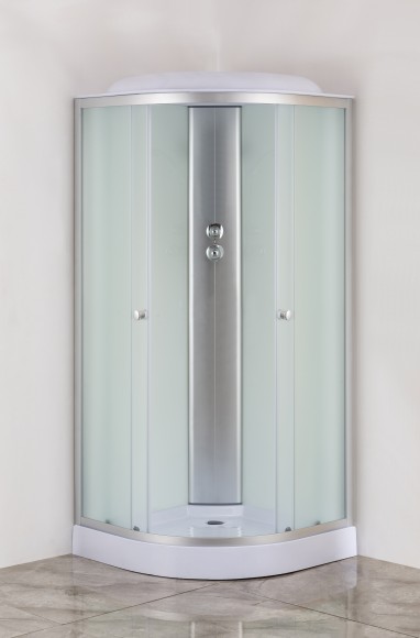 Душевая кабина EvaGold полукруг F901WS (90*90, низ.под., рифл. стек., белая стен., хром матовый проф. 3к.)