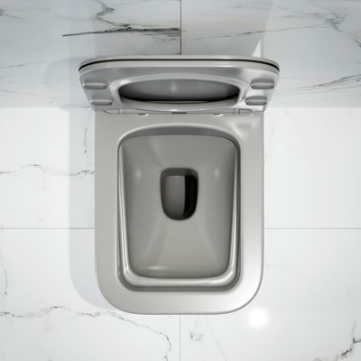 Унитаз подвесной K633GM серый матовый безободковый, сиденье тонкое ДП, крепления 