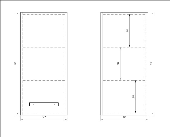 Полупенал ALMI, 35 см, подвесной, правый, 1 дверца, 2 стеклянные полки, белый глянец