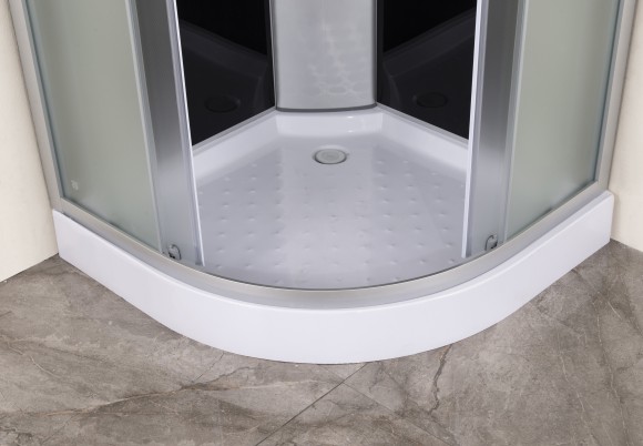 Душевая кабина EvaGold полукруг F901BS (90*90, низ.под., рифл. стек., черн. стен., хром матовый проф. 3к.)