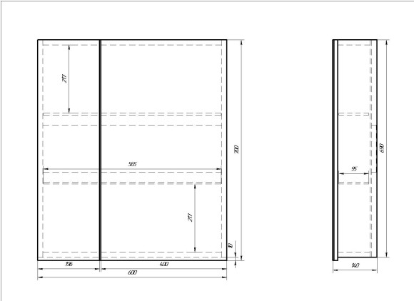 Шкаф зеркальный ALMI, 60 см, 2 дверцы, 4 стеклянные полки, белый