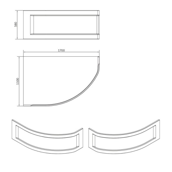 Панель для ванны фронтальная KALIOPE 170 универсальная