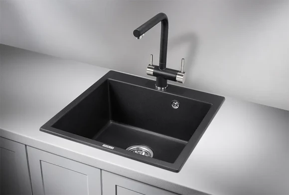 5102, ЧЁРНЫЙ, кухонная мойка, кварц