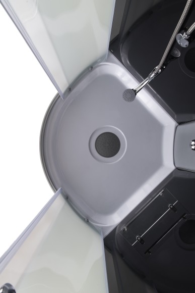 Душевая кабина EvaGold полукруг F902BS (90*90, высок.под., рифл. стек., черн. стен., хром матовый проф. 3к)