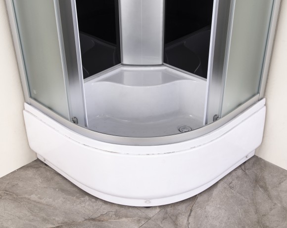 Душевая кабина EvaGold полукруг F902BS (90*90, высок.под., рифл. стек., черн. стен., хром матовый проф. 3к)