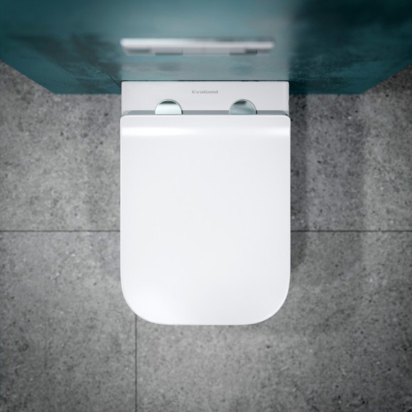 Унитаз подвесной K633MD белый мрамор безободковый, сиденье тонкое ДП, крепления 