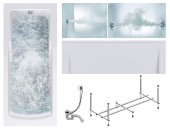 Комплект Акриловая ванна TIMO HELLA1575+Каркас + Слив-перелив+Гидромассаж 6 форсунок+Гидромассаж спины 3 форсунки+Фронтальная панель