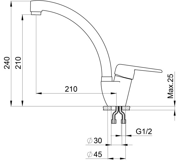 2024, ГРАФИТ (ЧЁРНО-СЕРЫЙ), СМЕСИТЕЛЬ КУХОННЫЙ