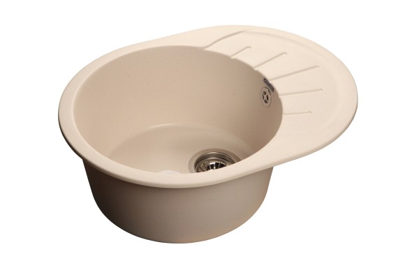 GRANFEST Мойка RONDO 580L  1-чаша+крыло 579*445мм белый арт.GF-
