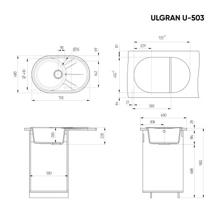 Мойка Ulgran U-503-328, бежевый Мойка Ulgran U-503-328, бежевый